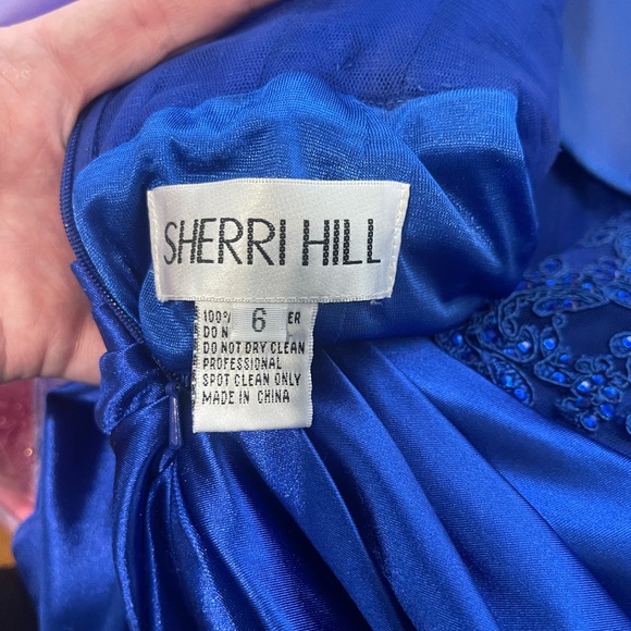 Sherri Hill Vibrant Blue Satin Dress - Picture 5 of 6